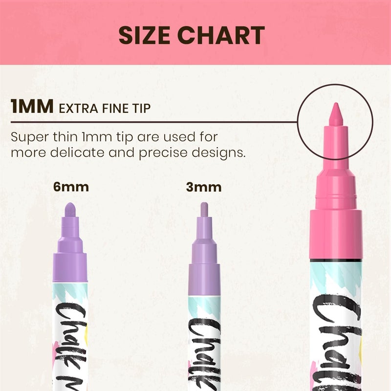 Chalkola Extra Fine Tip Liquid Chalk Pens for Chalkboard, Blackboards, Window, Bistro (10 Vintage Colors, 1mm) - Extra Fine Dry Erase Marker Pens - Image 4